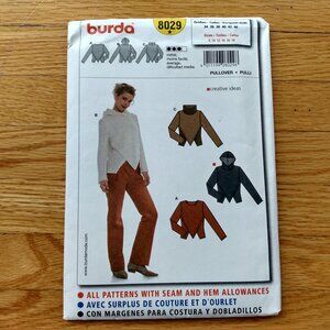 Vintage Pullover with Hood Sewing Pattern Size 8-18 Plus UNCUT Burda 8029